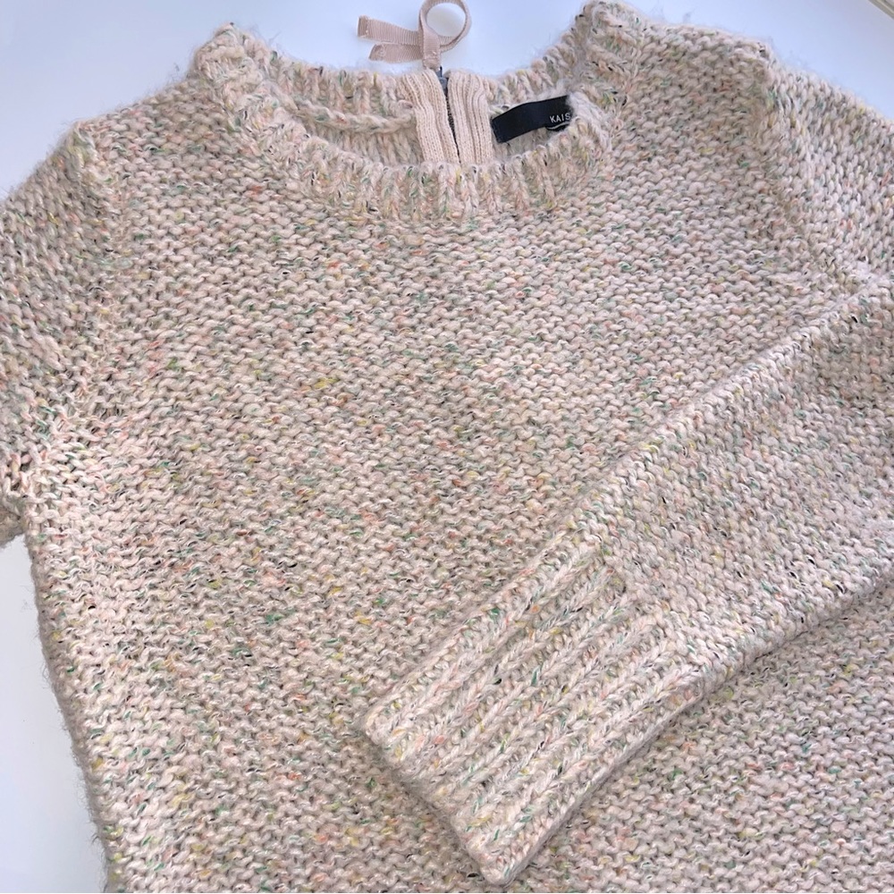 Anthropologie Kaisley Wool Blend Chunky Knit Sweater in Rainbow Confetti Size L